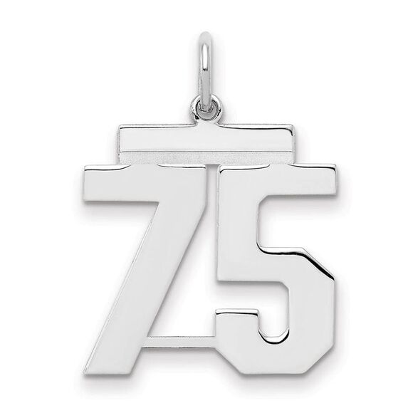 Sterling Silver Athletic Collection Medium Polished Number 75 Pendant